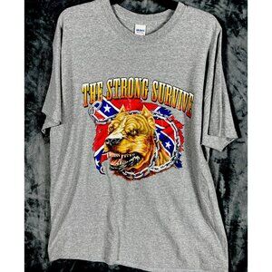 The Strong Survive Men’s T-shirt Gray American Pit Bull Patriotic Shirt